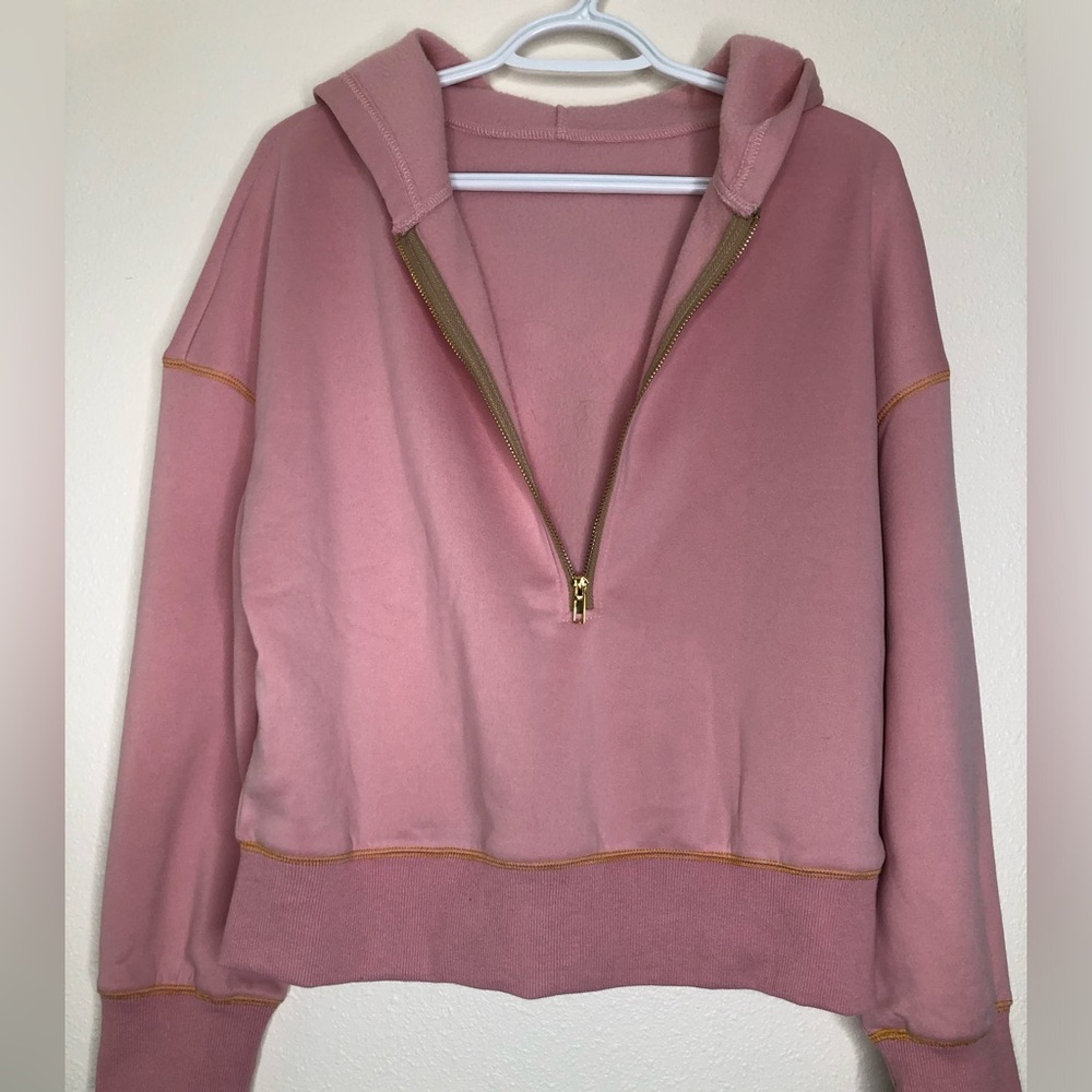 Shein Pink and Gold Half-Zip Hoodie— Large - Picture 3 of 4